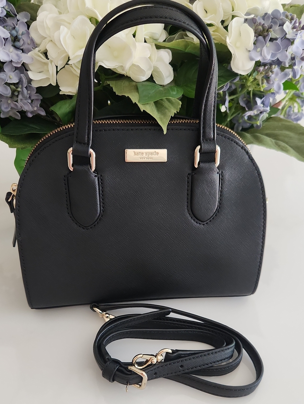 Kate Spade Laurel Way Mini Reiley Black Saffiano Leather Dome Satchel..like NEW!